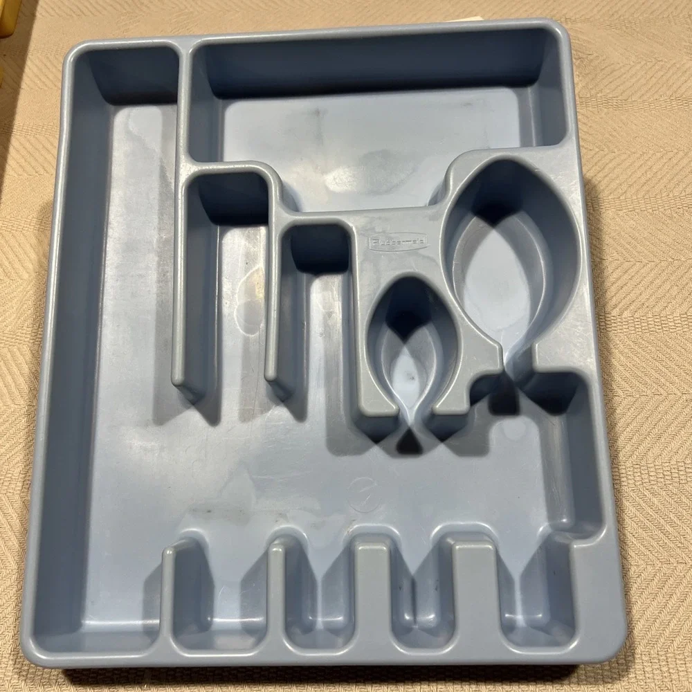 Vtg Blue Rubbermaid Silverware Flatware Tray Utensil Holder Drawer Organizer